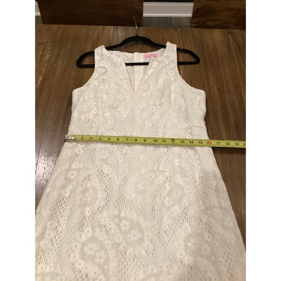 Lilly Pulitzer Augusta Shift sleeveless mini Dress White Lace size 10 - Picture 7 of 10